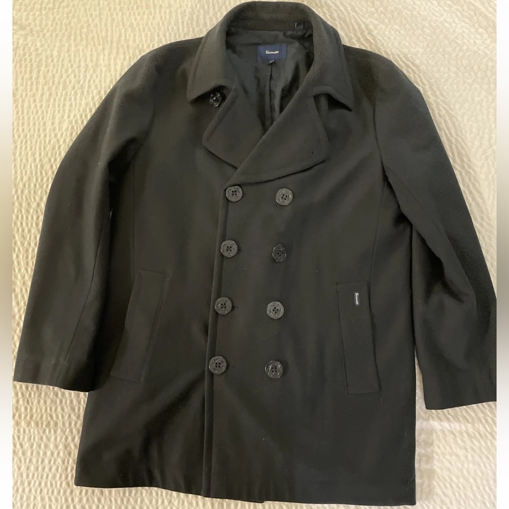 Faconnable Thick‎ Soft Wool Anchor Button Double Breasted Peacoat in Navy Size L